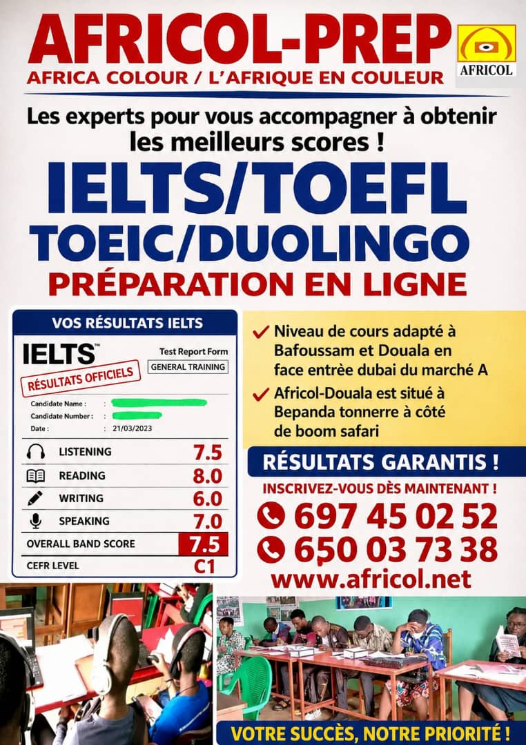 Préparation au ielts, toefl, toeic, duolingo 
